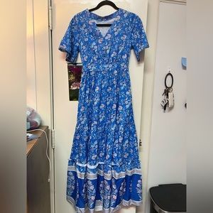 Blue floral maxi dress